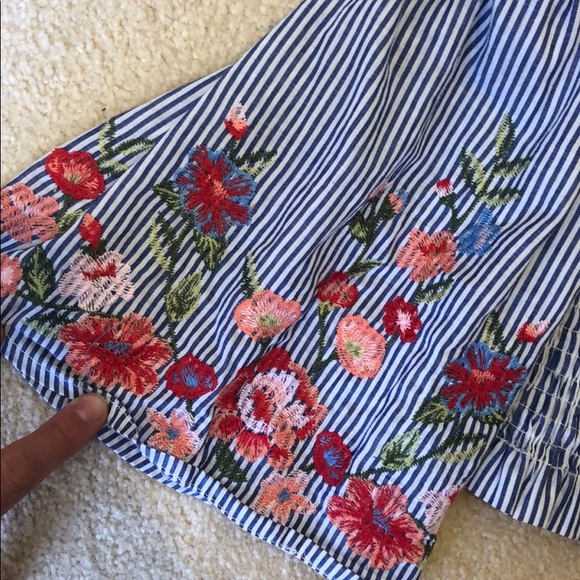 Smocked off the shoulder embroidered top - Picture 2 of 3